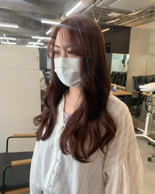 セミロング カラー 透明感/オリーブ/ グレージュ/YUKAのヘアスタイル