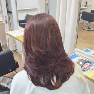 ミディアム カラー パーマ ブリーチなし/ ベージュ/akiraのヘアスタイル