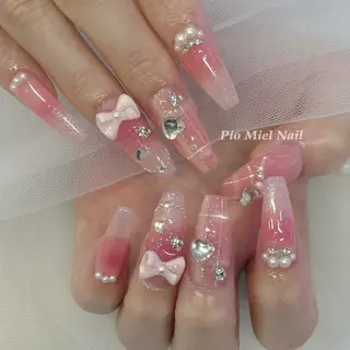 ロング カラー HANA 長さだしのネイルデザイン