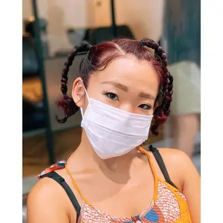 セミロング カラー パーマ ヘアアレンジ メンズ キッズ BRAIDS💎愛子 大人ハイライト💎のヘアスタイル
