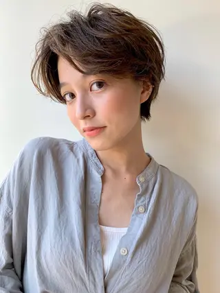 ショート ヘアアレンジ 髪質改善カラー&TR 縮毛矯正/弱酸性矯正のヘアスタイル