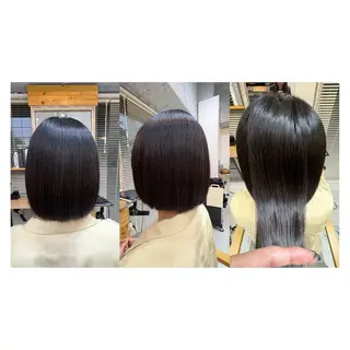 ミディアム レイヤーカット・ 縮毛矯正 星野のヘアスタイル