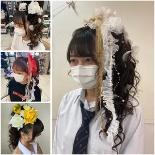 ロング ヘアアレンジ シールエクステ🎀 羽エクステ🌙しぇるのヘアスタイル