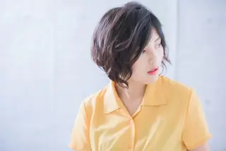 ミディアム パーマ 星 沙織のヘアスタイル