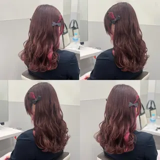 セミロング カラー ヘアアレンジ 🩷🤍 NAMI🤍🩷のヘアスタイル