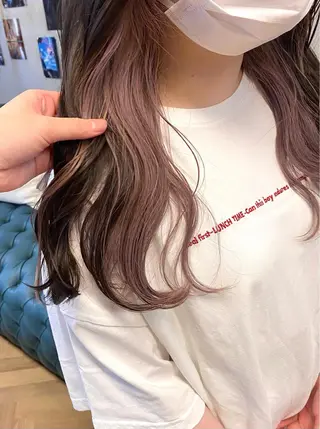 セミロング カラー ハル🌸柔色/ ブリーチなし/艶髪のヘアスタイル