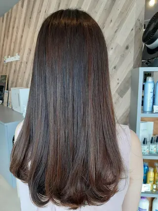 カラー セミロング 髪質改善カラーズ カフェプラスのヘアスタイル