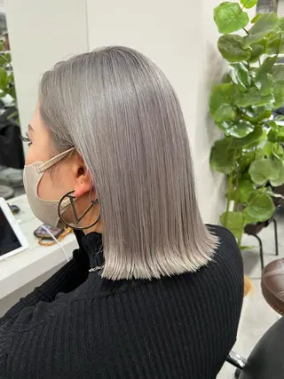 ミディアム カラー ハイトーン&髪質改善 ＆韓国エクステ🤎のヘアスタイル