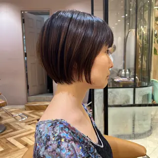 ショート カラー ボブ/巻ける縮毛矯正 /韓国レイヤーはなのヘアスタイル