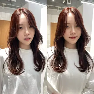 セミロング カラー 抜け感perm🌐 ｜kazaneのヘアスタイル