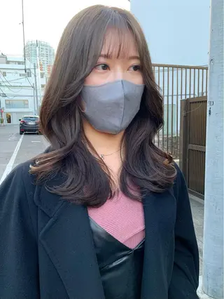 セミロング カラー 透明感/オリーブ/ グレージュ/YUKAのヘアスタイル