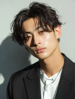 ミディアム カラー パーマ メンズ 青野 有雅のヘアスタイル