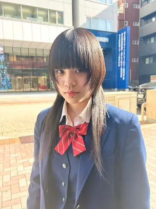 セミロング ハイトーン/ ウルフ/suzuhaのヘアスタイル