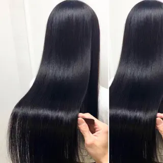 ロング カラー JuNブリーチに 縮毛矯正するプロのヘアスタイル