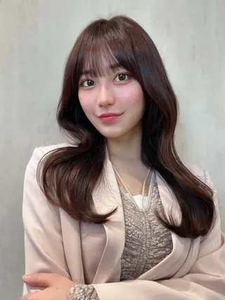 ロング カラー 新宿✨顔周りカット 韓国ヘア/坂本亜裟海のヘアスタイル
