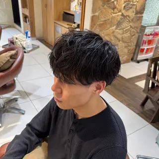 ショート カラー パーマ ヘアアレンジ メンズ シャドウパーマ特化/ メンズパーマ/石見のヘアスタイル