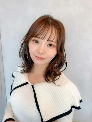 ミディアム カラー 新宿/韓国風レイヤー 髪質改善/渋谷直樹のヘアスタイル