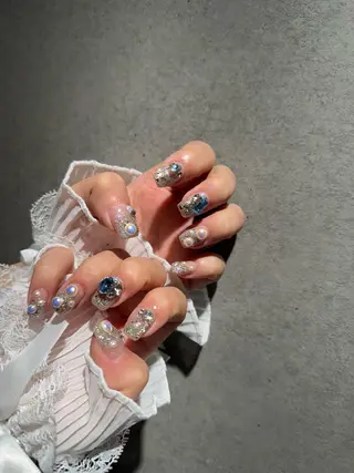 ネイル I-nailロング /ワンホン/キラキラのネイルデザイン