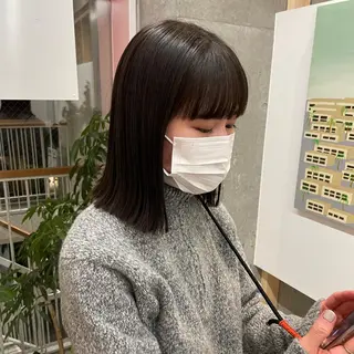 ミディアム カラー パーマ ヘアアレンジ メンズ キッズ ネイル マツエク・マツパ アイブロウ casane所属・暖色・前髪カット 🎗️佐藤ゆみこのヘアスタイル