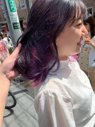 ミディアム カラー ピンクベージュ/新潟 万代/高橋桃葉🍑のヘアスタイル