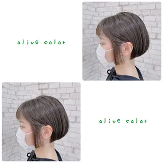 ショート カラー ヘアアレンジ ブリーチなし艶カラー 東家のヘアスタイル