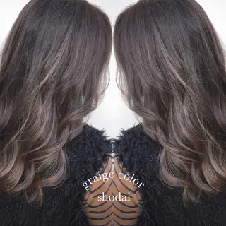 ロング カラー ハイライト、レイヤー カット/西梅田/中西のヘアスタイル