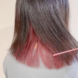 セミロング カラー ヘアアレンジ なつき/艶ピンク/ girly hairのヘアスタイル