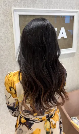 ロング ヘアアレンジ ブリーチなしカラー/ 暖色カラー/艶カラーのヘアスタイル