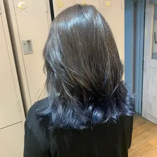 セミロング 淡色ふんわりhair 新宿satomiのヘアスタイル