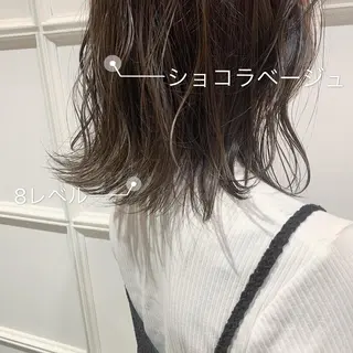 セミロング カラー 髪質改善カラー&TR 縮毛矯正/弱酸性矯正のヘアスタイル