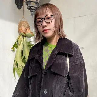 ミディアム カラー パーマ ヘアアレンジ メンズ キッズ ネイル マツエク・マツパ アイブロウ casane所属・暖色・前髪カット 🎗️佐藤ゆみこのヘアスタイル