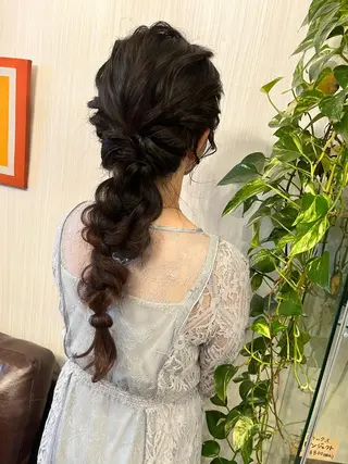 ロング ヘアアレンジ きむえり/髪質改善 /セット/カラーのヘアスタイル