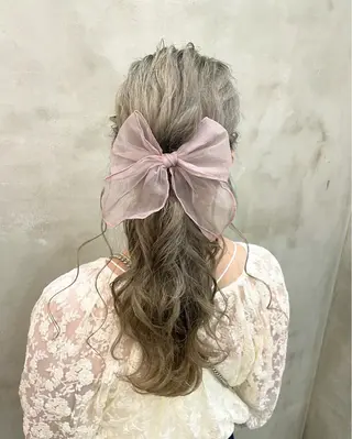 ロング ヘアアレンジ 【ピンク/韓国ヘア/ ヘアセット】亜海のヘアスタイル