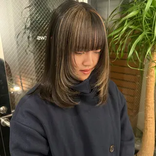 セミロング カラー ヘアアレンジ Mizobe misakiのヘアスタイル