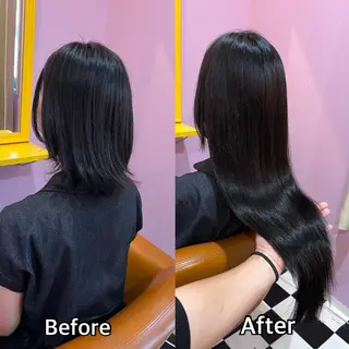 ロング シール＋ちび編み込み エクステ梅田🐨のヘアスタイル