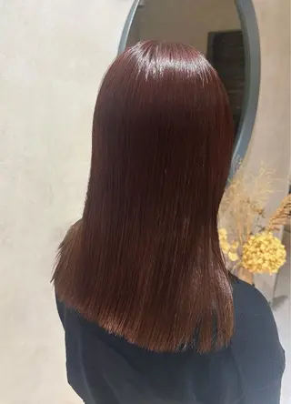ミディアム カラー 《.Xian》 アカリ/艶髪カラーのヘアスタイル