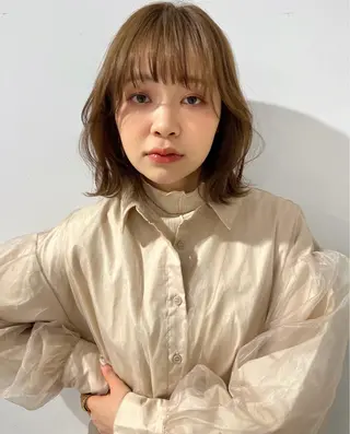ミディアム カラー 【韓国ヘア×透明感 カラー】笹谷 莉未のヘアスタイル