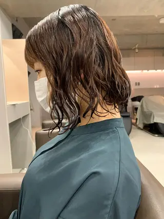 ミディアム パーマ ボブパーマコテ巻き風 パーマNo1深江秀平のヘアスタイル