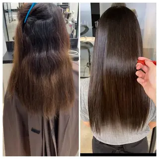 ロング け んブリーチ縮毛矯正のヘアスタイル