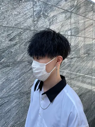 セミロング ヘアアレンジ メンズ 艶カラー の達人のヘアスタイル