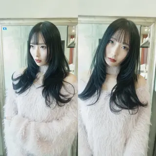 ロング カラー コテ巻き風パーマ レイヤーカット ぱるのヘアスタイル