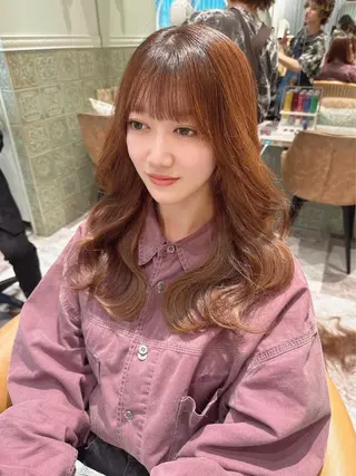 セミロング カラー 木屋元一/透明感 /前髪/韓国ヘアのヘアスタイル