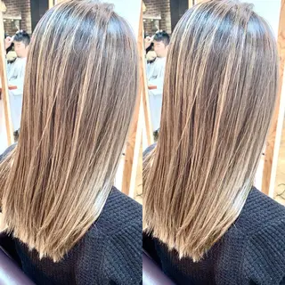 セミロング カラー パーマ 岡崎勇人/レイヤー/ 韓国/ケラチンTRのヘアスタイル