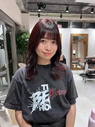 ミディアム カラー 🌟小顔カット🌟 レイヤーカットボブのヘアスタイル