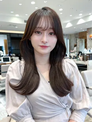 セミロング カラー 顔周り/くびれヘア 韓国ヘア💕風間るなのヘアスタイル