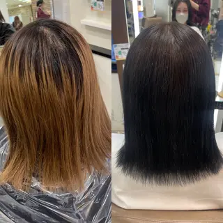 セミロング カラー 羽エクステ/シール エクステ/横浜駅5分のヘアスタイル