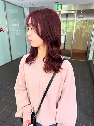 ミディアム カラー エマノン福岡天神所属・福岡縮毛矯正 ブリーチなしカラーのヘアスタイル