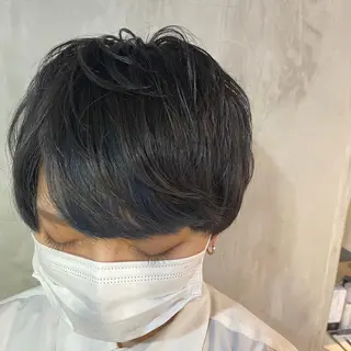 ショート カラー ヘアアレンジ 切りっぱなしボブ/ デザインカラー店長のヘアスタイル