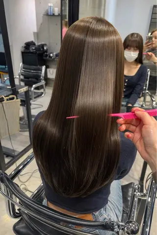 ロング カラー パーマ ヘアアレンジ 透明感/オリーブ/ グレージュ/YUKAのヘアスタイル