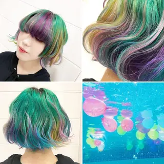 ショート カラー "PEPPU "所属・🌈推し色派手髪 ハイトーンShinのヘアスタイル